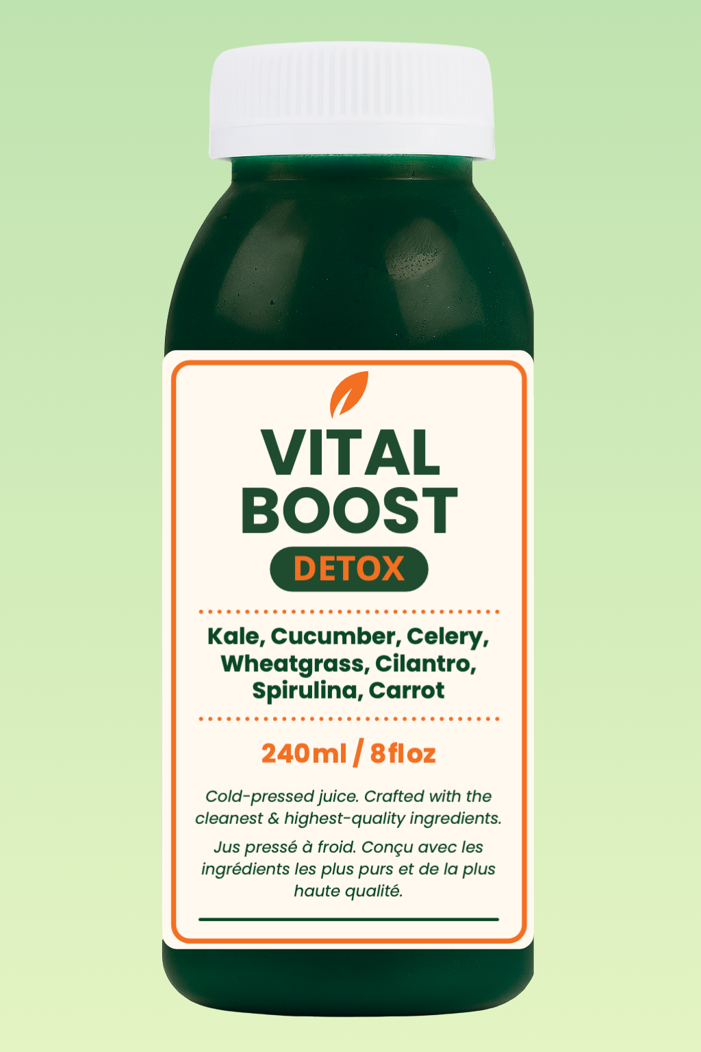 DETOX – Kale, Cucumber, Celery, Wheatgrass, Cilantro, Spirulina & Carrot